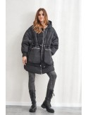 Geaca oversize calduroasa cu gluga, neagra 1537 - Magazin online - Boutique